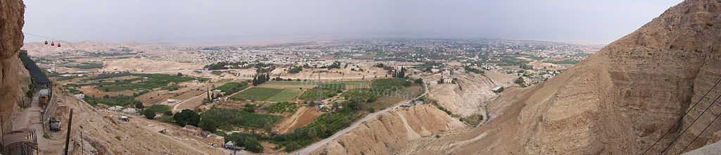 Panorama of Jericho city from Monastery of Temptation