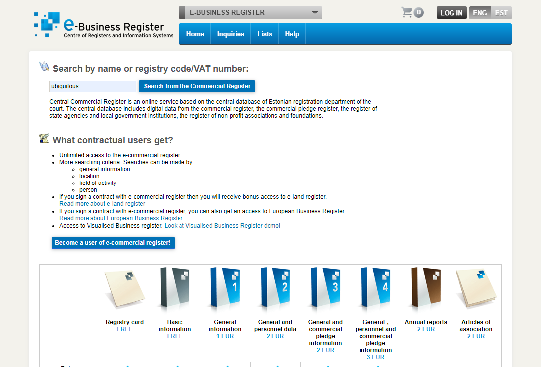 e-business register page
