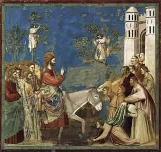 wikimedia イエスの入城（ジョット画）。ナツメヤシが描かれている。