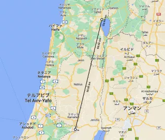 エルサレムとガリラヤの距離感を表すマップ
